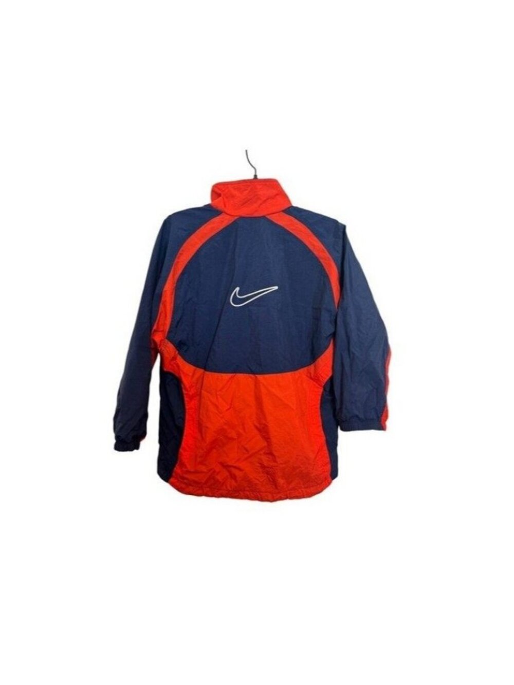 Vintage Nike Navy Blue Red Color Block Windbreaker Jacket With Full Zip